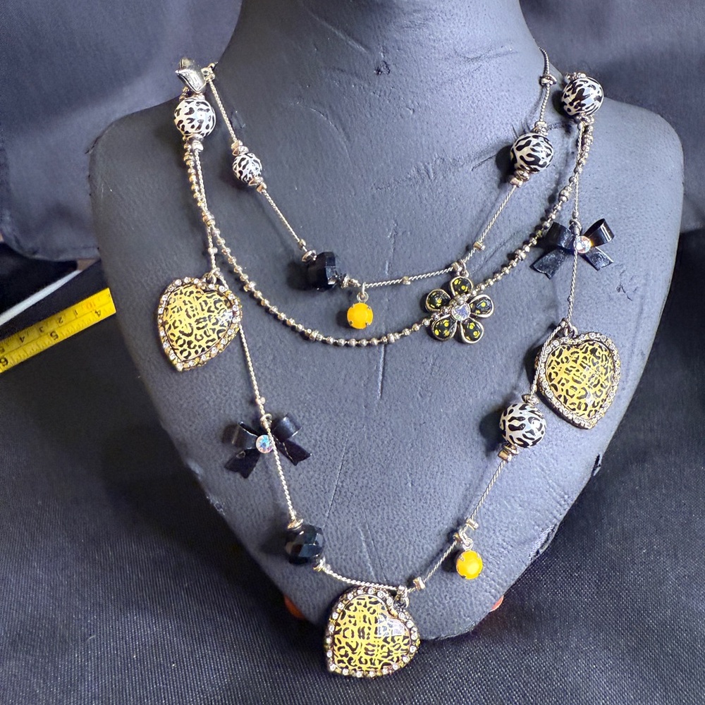 Cheetah Gold and Black Heart Necklace